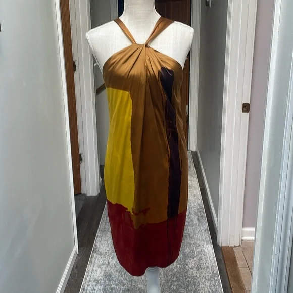 vince brown silk dress Vince // Brown Satin Dress – VSP Consignment main image 0